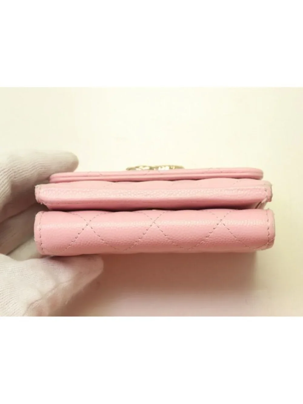 Chanel Quilted Caviar Leather Trifold Wallet